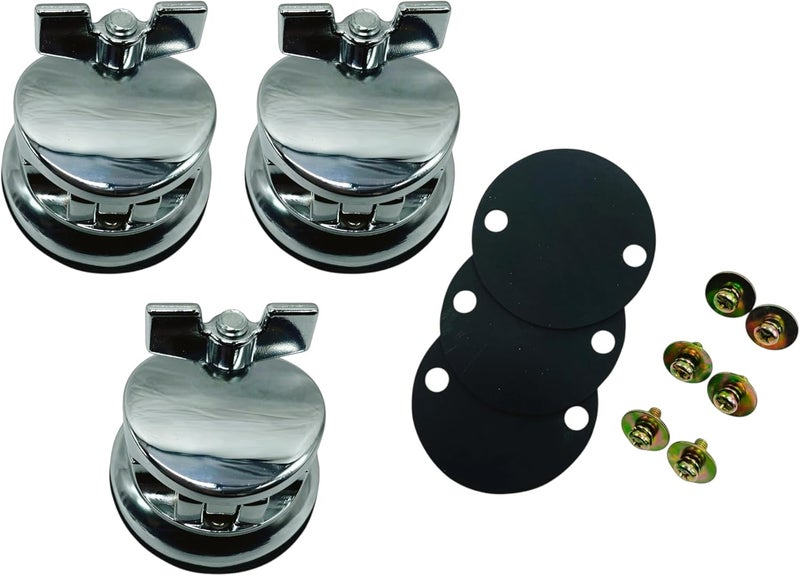 AIAS Chrome Floor Tom Mount Bracket – 3 Pack Drum Leg Mounts with 50mm Spacing and 9.5mm–12.7mm Rod Compatibility - Image 1